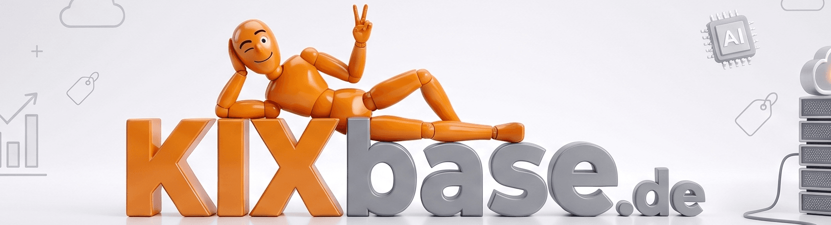 KIX liegt entspannt auf dem KIXbase.de-Schriftzug